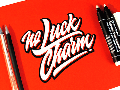 No Luck Charm brand calligraphy charm customtype lettering logo logotype noluck red type typography