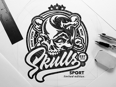 Skulls brand calligraphy customtype lettering logo logotype skull sport type typography