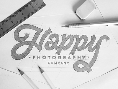 Happy photography company brand calligraphy customtype happy lettering logo logotype photography type typography