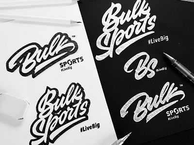 Bulk Sports brand bulk calligraphy customtype lettering logo logotype sketch sketching sports type typography