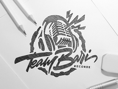 Team Bari brand calligraphy customtype lettering logo logotype microphone records studio type typography