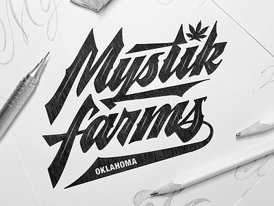 Mystik Farms calligraphy customlettering customtype handlettering lettering logo logotype sketch type typography
