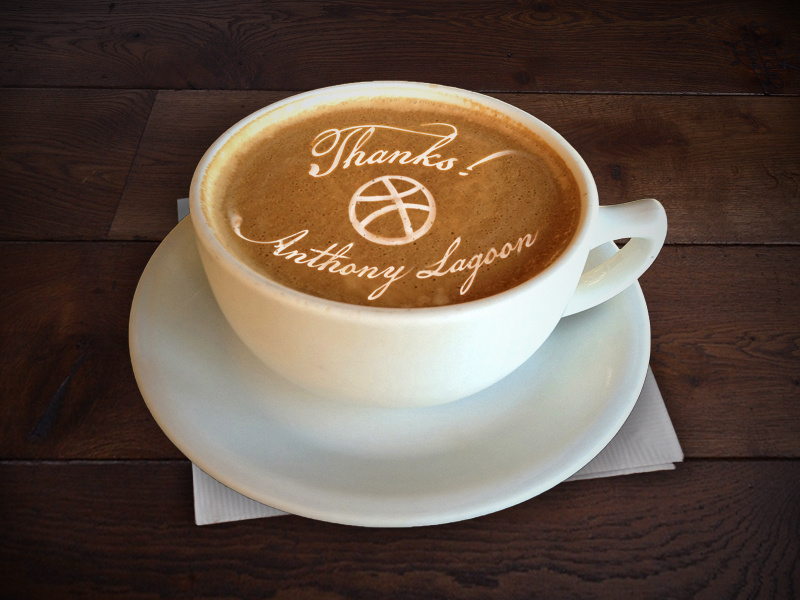 Thanks Dribbble2 thanks coffee latte art anthony lagoon stud muffin