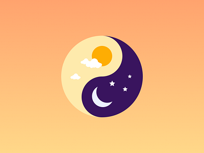 Day & Night art cloud design drawing illustration moon star sun vector yin yang