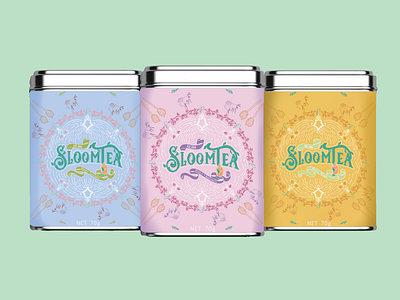 Sloom Tea illustration logo typography