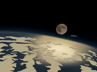 Moon in the orbit design digital art icon illustration moon solar system vector