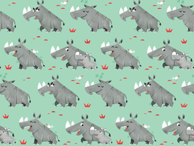 rhinos eva galesloot pattern rhino rhinoceros skwirrol spoonflower