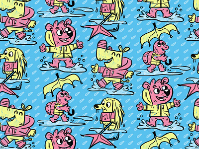 rain character illustration pattern rain skwirrol