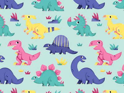 dinosaur pattern! dinosaurs eva galesloot illustration kids art pattern skwirrol spoonflower