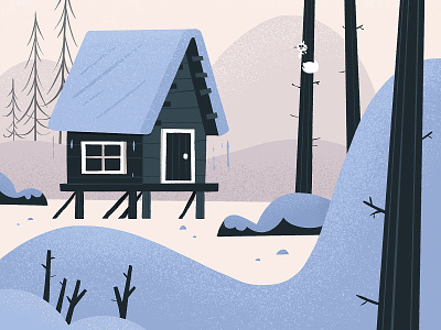 snow cabin cabin eva galesloot illustration nature procreate skwirrol snow
