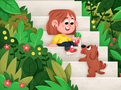 stairs! character children book illustration illustration skwirrol vector