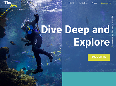 Scuba-Dive Website Design blue landing page ocean scuba dive ui water web website