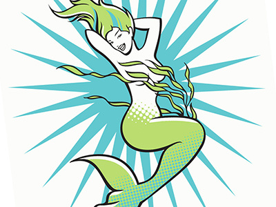 Mermaid Pinup illustration illustrator pinup print screen print silkscreen