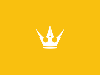 Pen & Crown Logo branding combination crown fountain pen logo simple yellow