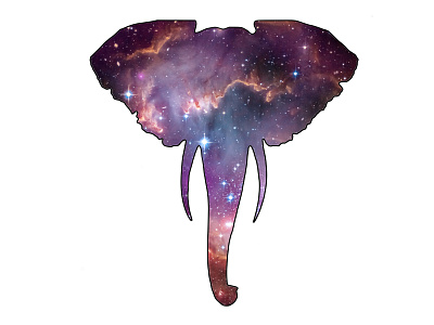 Space Elephant blue elephant galaxy logo outline planets purple space stars universe