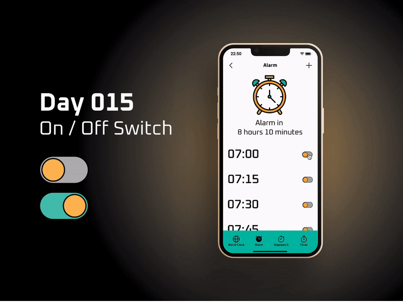 #DailyUI - 015 / On Off Switch alarm app dailyui figma off on switch ui uidesign ux uxdesign