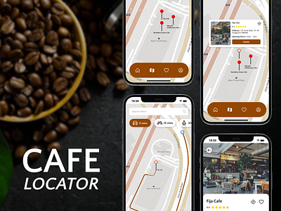 #DailyUI - 020 / Location Tracker 020 app app design cafe cafe hopping coffee dailyui description design direction figma information location map tracker ui uidesign ux uxdesign