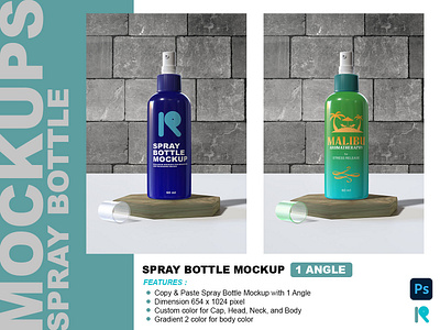 Spray Bottle Mockup with 1 Perspective Angle