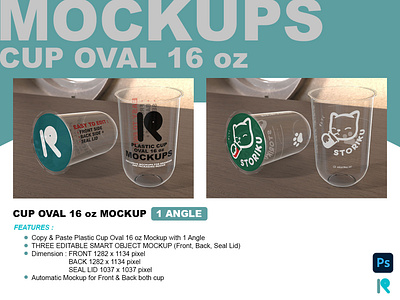 Plastic Cup Oval 16 oz Mockup with 1 Perspective Angle