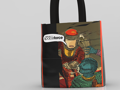 The SpaceForce tote bag app art branding cool design illustration logo nyc poster space force sports ux