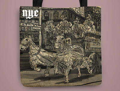 Just another NYC 1900 moment app branding cool design firetruck gilded age horse illustration ios logo new york nyc poster totebag
