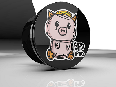 Sad Pig Popsocket Illustration amazon app art branding cool design illustration ios pig pigeon popsocket poster