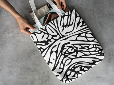HIp art for a bag artist minimal modern monogram totebag