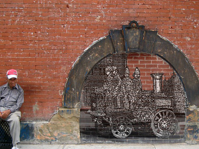 Doing the Banksy thing. banksy firetruck nyc outside