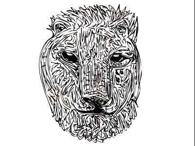 baby Lion. animal art black and white lion