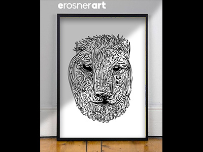 Baby lion wants you take him home. animal art black and white lion