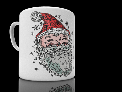 Santa on a mug branding cool design illustration logo poster santa ui ux