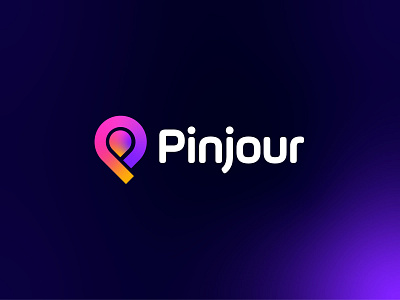 PINJOUR LOGO DESIGN abstract best of dribbble 2021 brand identity branding creative design ecommerce gradients location logo logo designer logo trends 2022 logos and branding marketing agency modern modern logo designer p logo pinjour plocation startup