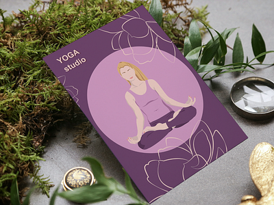 Meditating girl, yoga studio poster