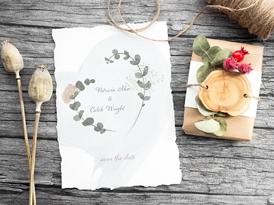 Watercolor wedding invitation, a save-the-date card