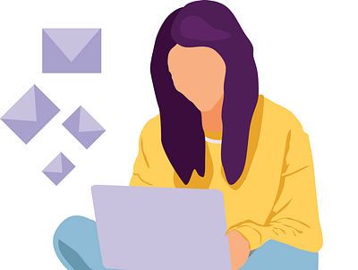 Girl checking email character illustration