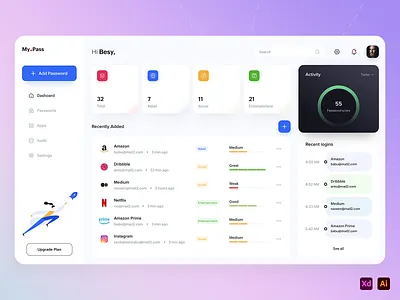 Password Manager app design dribbble flat illustration manager minimal password product typography ui uiux ux web webapp