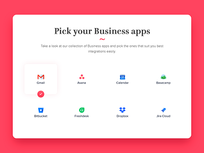 Pick your App app business app choose design icon integration pick selection typography ui web