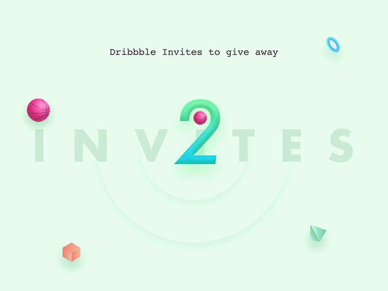 2 Dribbble Invites 2 after effect animation art ball branding design dribbble icon illustration invitation invite logo typography