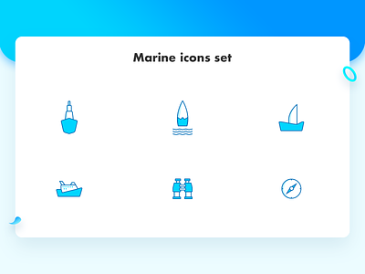 Marine Icons binoculars boat branding design direction dribbble flat icon illustration logo marine sea ship ui vector water wave web