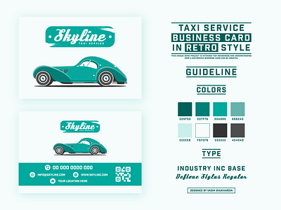 Taxi Service Business Card in Retro Style