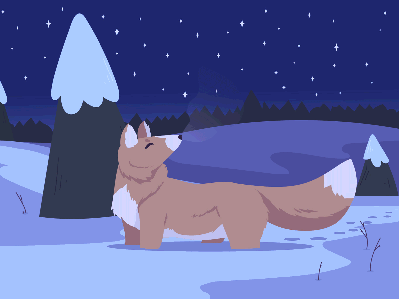 Fox in snow | Illustration adobe after effects adobe illustration adobe photoshop animal animation character design illustration vector