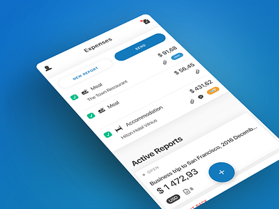 Expense application home screen