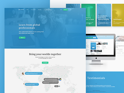 Localized landing page blue clean grid homepage landing page minimal responsive uidesign uxdesign web website