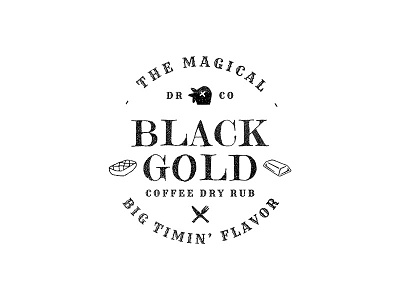 Black Gold Label black co dead dry gold handdrawn lettering rooster rub