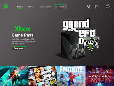 Xbox Game Pass app design interface ui ui design uiux web design website xbox