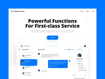 Landing page for Teambition Service customer service landing page teambition