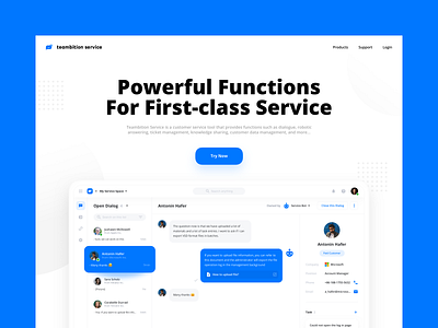 Landing page for Teambition Service