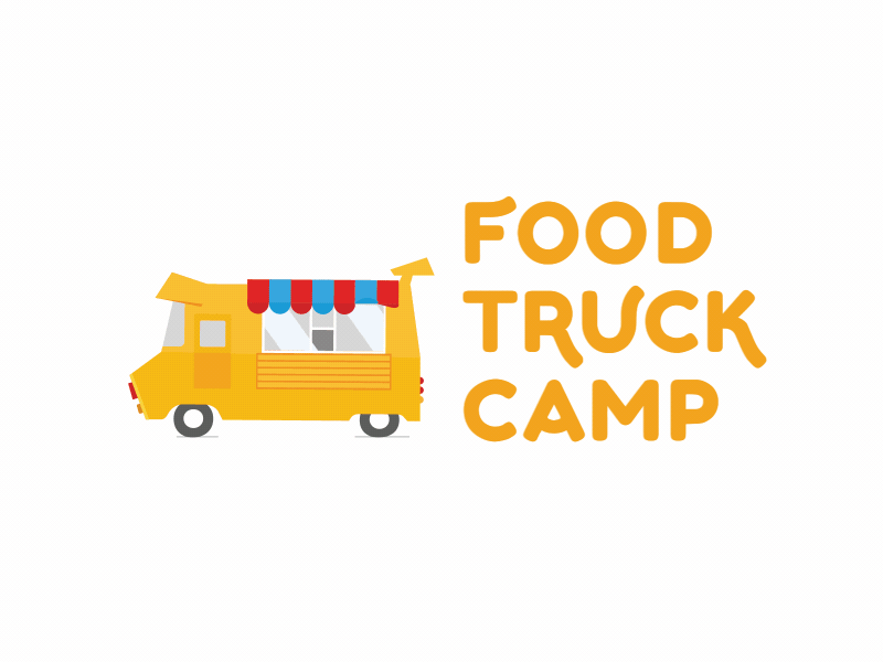 Food Truck Camp dynamic logo animated logo animation cartoonish colofrul shape layers tiny cars transformation trucks