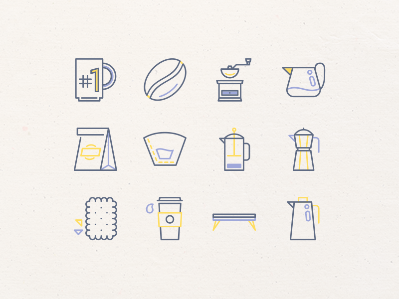 Coffee Icons cookie coffee grinder french press mug coffee freebie