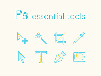 Essential Photoshop Tools Icons crop eyedropper photoshop rounded rectangle selection tool type tool